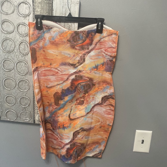 Shape Multi Marble Print Overlock Seam Corset Detail Bodycon - Picture 3 of 4